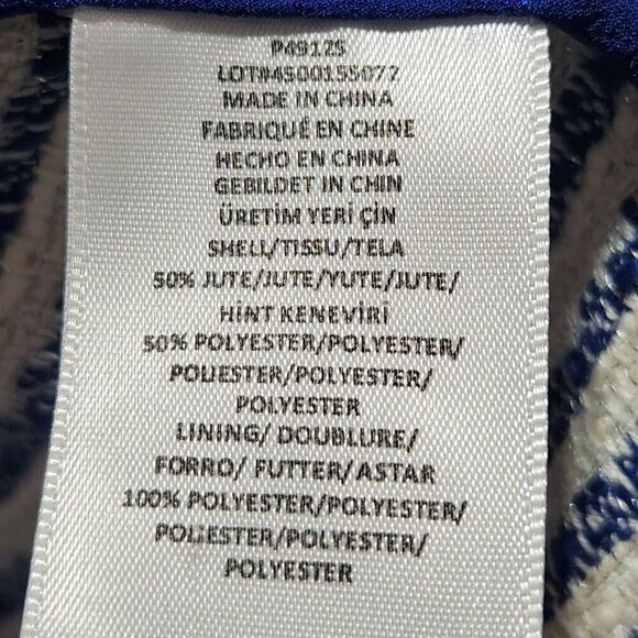 Marchesa Voyage open front cardigan jacket blue white stripe beaded pocket sz 4 - Picture 6 of 7